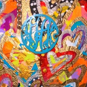 Monogram circle bracelet with silver chain AHK